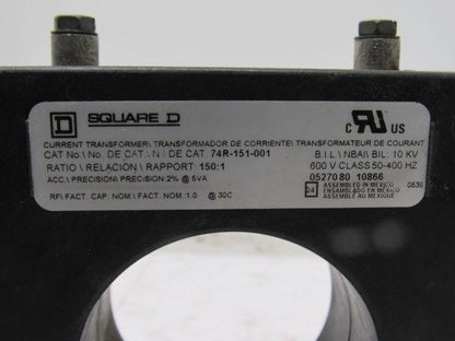 Square D 74R-151-001 Current transformer Ratio 150:1 600V 50-4000Hz