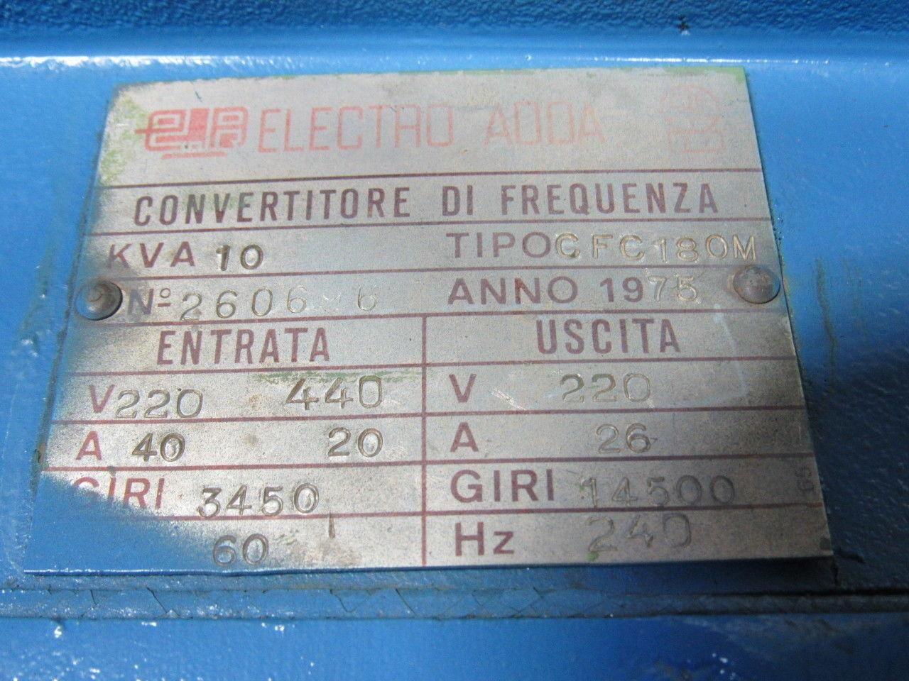 Electro Adda CFC180M 220/440V 10kVa 3450/14500RPM Frequency Converter Generator