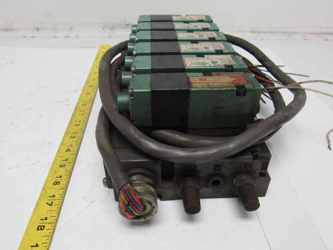 Pneumatics 6 Station Manifold Block W/Valves (4) 081SA402K (1) 081SA400K