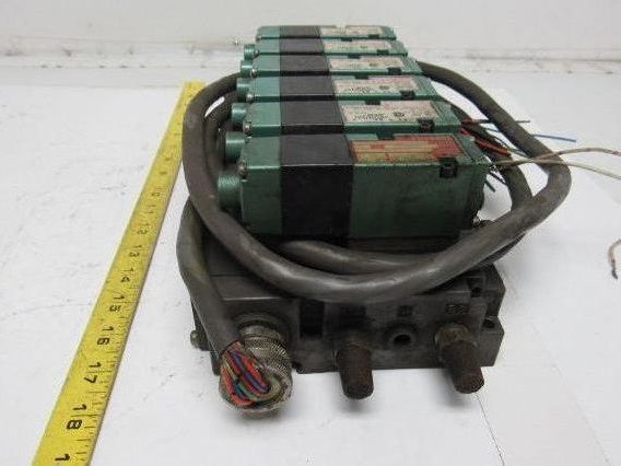 Pneumatics 6 Station Manifold Block W/Valves (4) 081SA402K (1) 081SA400K