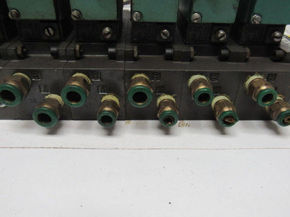 Pneumatics 6 Station Manifold Block W/Valves (4) 081SA402K (1) 081SA400K