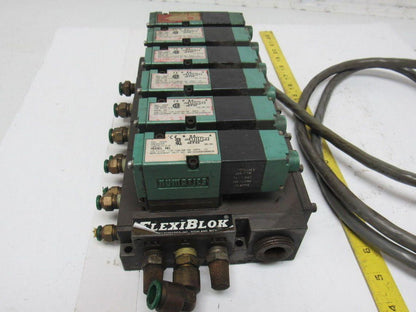 Pneumatics 6 Station Manifold Block W/Valves (4) 081SA402K (1) 081SA400K