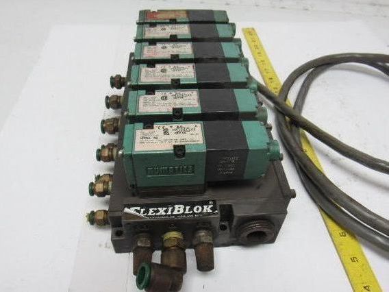 Pneumatics 6 Station Manifold Block W/Valves (4) 081SA402K (1) 081SA400K