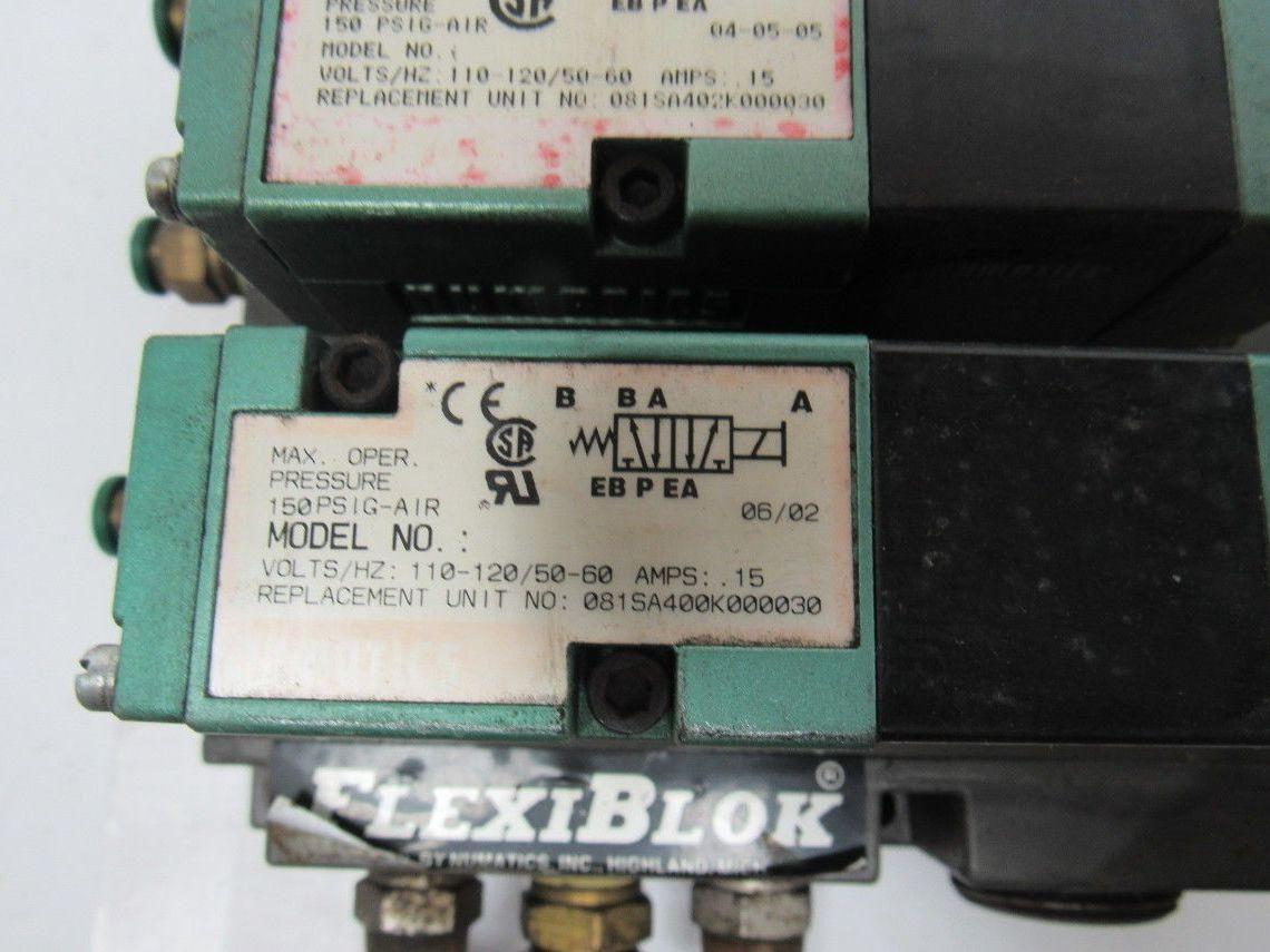 Pneumatics 6 Station Manifold Block W/Valves (4) 081SA402K (1) 081SA400K