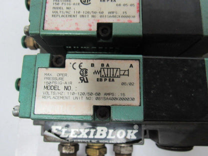 Pneumatics 6 Station Manifold Block W/Valves (4) 081SA402K (1) 081SA400K