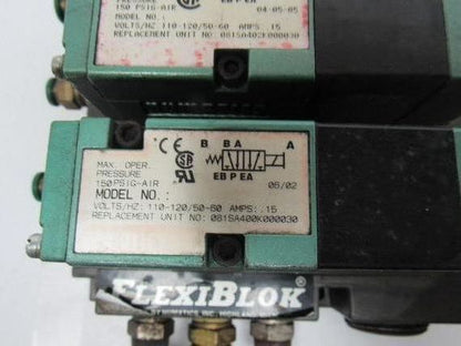 Pneumatics 6 Station Manifold Block W/Valves (4) 081SA402K (1) 081SA400K