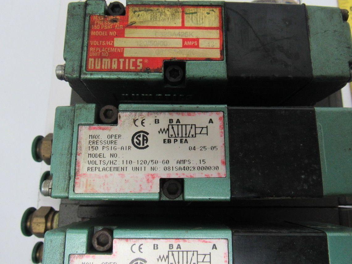 Pneumatics 6 Station Manifold Block W/Valves (4) 081SA402K (1) 081SA400K