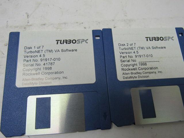 Allen Bradley DataMyte 91917-010 Version 4.5 TurboNET VA Software 7 Disc Set