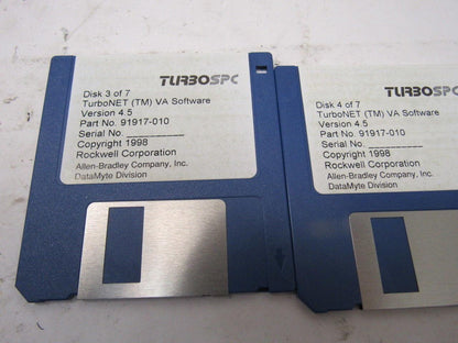 Allen Bradley DataMyte 91917-010 Version 4.5 TurboNET VA Software 7 Disc Set
