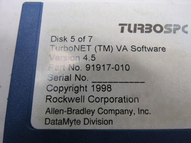 Allen Bradley DataMyte 91917-010 Version 4.5 TurboNET VA Software 7 Disc Set