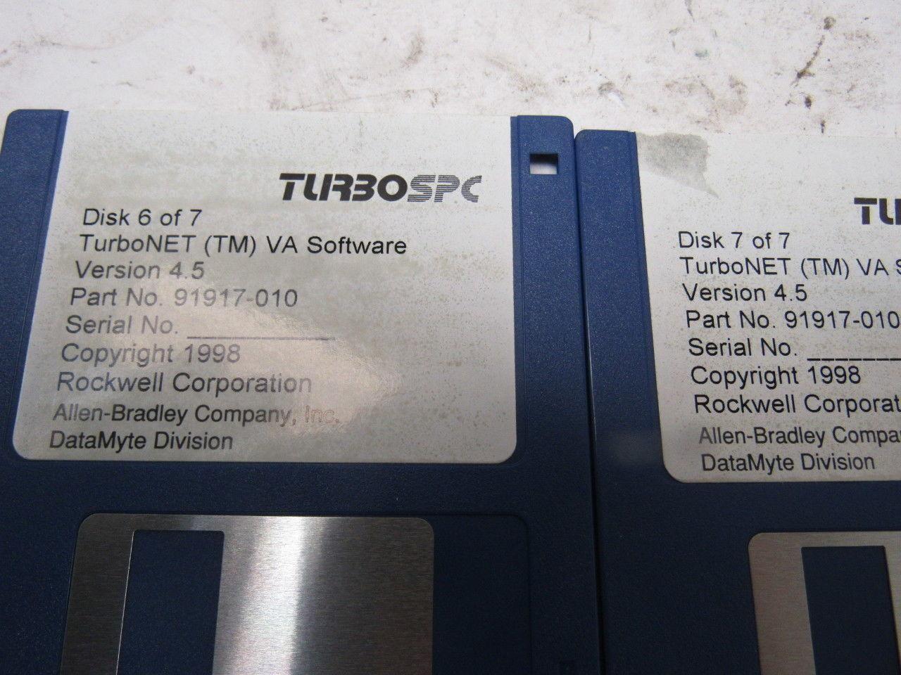 Allen Bradley DataMyte 91917-010 Version 4.5 TurboNET VA Software 7 Disc Set