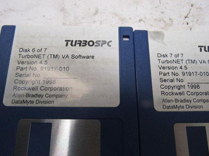 Allen Bradley DataMyte 91917-010 Version 4.5 TurboNET VA Software 7 Disc Set