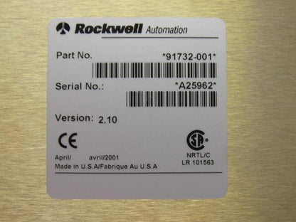 Rockwell Automation 91732-001 Version 2.10 DataMyte Key Pad Keyboard