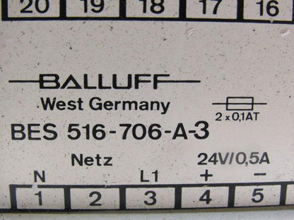 Balluff 516-706-A-3 Power Supply 24V DC 500MA  110V/220V