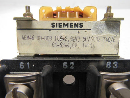 Siemens 4EM46 00.8CB Single Phase Transformer 50/90Hz-T40/E