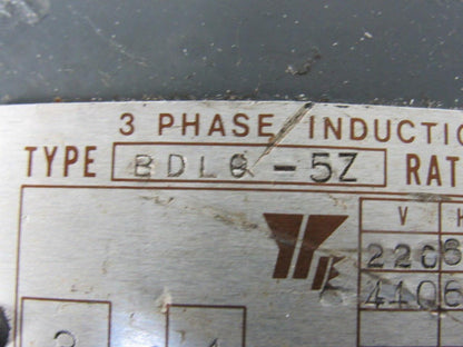 Yaskawa BDLO-5Z 3KW Electric motor From a Yamazen CNC Millmaster AN-S