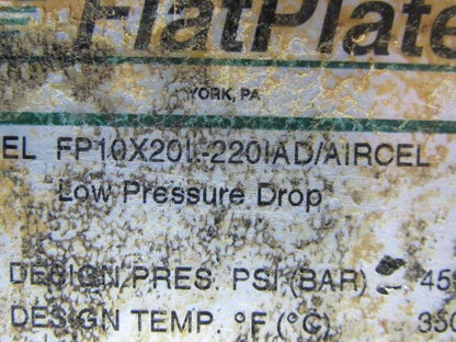 Flat Plate FP10x20L-2201Ad/AIRCEL Brazed Plate Heat Exchanger 2-1/2"NPT 450PSI