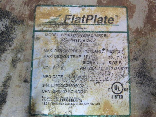 Flat Plate FP10x20L-2201Ad/AIRCEL Brazed Plate Heat Exchanger 2-1/2"NPT 450PSI