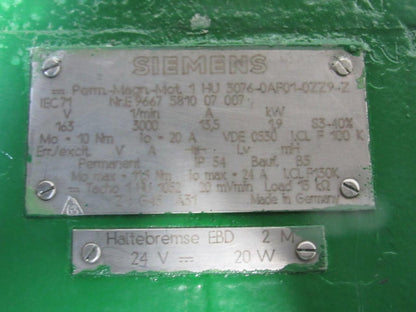 Siemens 1HU30760AF010ZZ9Z Servo Motor 3000RPM