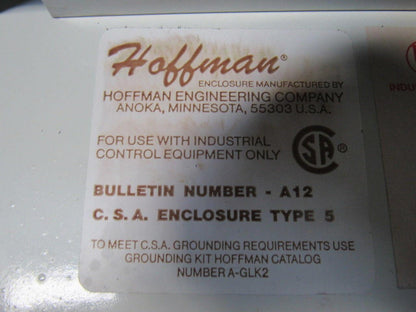 Hoffman 20x24x8" Electrical Enclosure Motor Starter Transformer Control Box