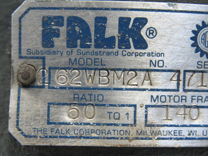 Falk 262WBM2A 50:1 Ratio 1750RPM  35RPM RH Output Gear Reducer