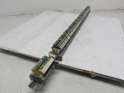 Kems Type UK16 Terminal Block 1 din Rail W/13 Grounds & 52 Gray