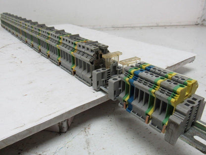 Kems Type UK16 Terminal Block 1 din Rail W/13 Grounds & 52 Gray
