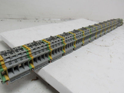 Kems Type UK16 Terminal Block 1 din Rail W/13 Grounds & 52 Gray