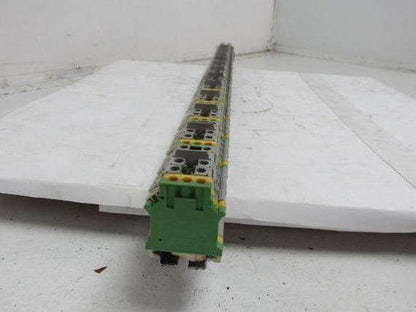 Kems Type UK16 Terminal Block 1 din Rail W/13 Grounds & 52 Gray