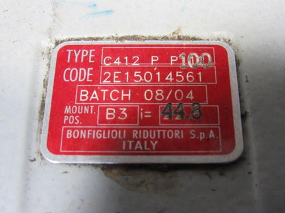 Bonfiglioli Riduttori C412 P P100 2E15014561 Inline Gear Reducer 12.4:1