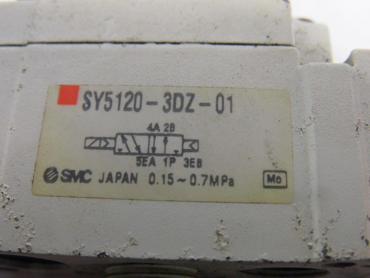 SMC SY5120-3DZ-01 5 Port Single Solenoid 110V Coil Lot Of 2