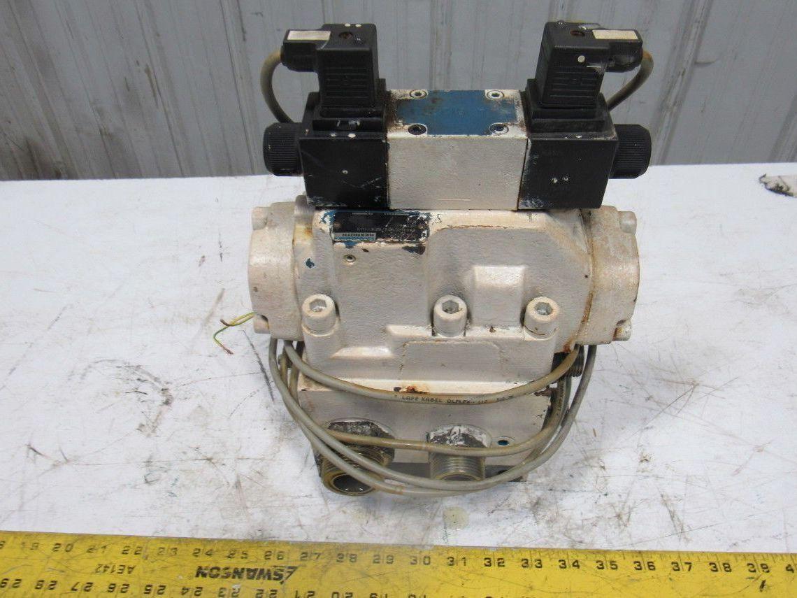 Rexroth 4WEH22W71/6EW110N 4/3 Way 110V Solenoid Directional Valve Manifold