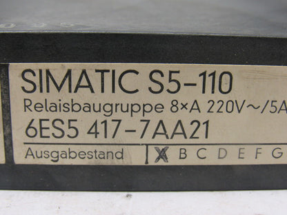 Siemens Simatic S5-110 6ES5 417-7AA11 Relay Module Assembly Card