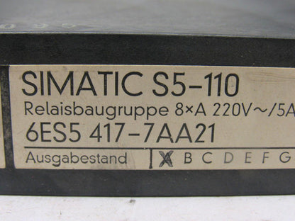 Siemens Simatic S5-110 6ES5 417-7AA11 Relay Module Assembly Card