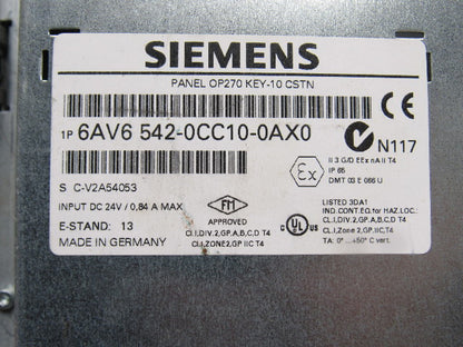 Siemens 6AV6 542-0CC10-0AX0 Operator Interface Control Panel