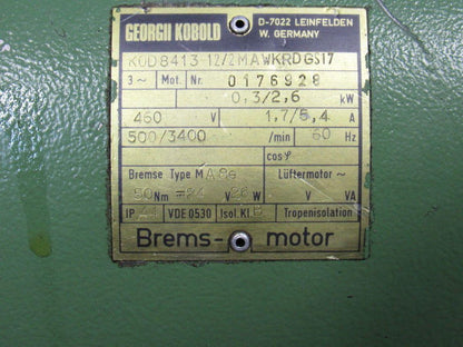 Geogii Kobold KOD841312/2MAWKRDGS17 2 Speed Electric Motor 0.3/2.6 KW 460V