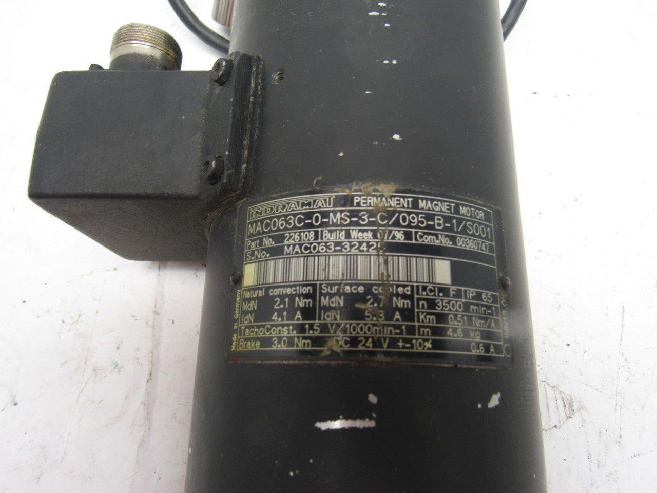 Indramat MAC063C-0-MS-3-C/095-B-1/S001 3500RPM Permanent Magnet AC Servo