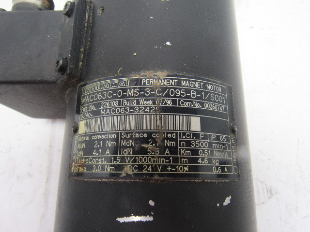 Indramat MAC063C-0-MS-3-C/095-B-1/S001 3500RPM Permanent Magnet AC Servo