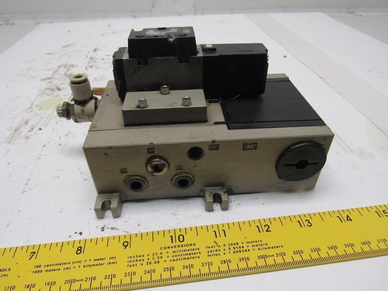 SMC VFS2100-5FZ Pneumatic Solenoid Valve W/2 Slot Control Block