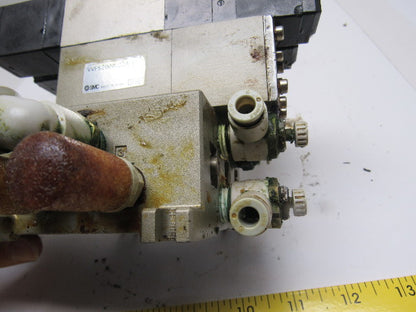 SMC NVFS2100-5FZ (2) Pneumatic Solenoid Valves W/2 Slot Control Block