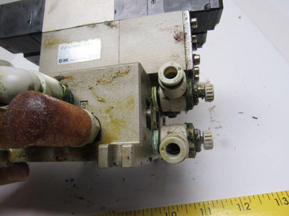 SMC NVFS2100-5FZ (2) Pneumatic Solenoid Valves W/2 Slot Control Block