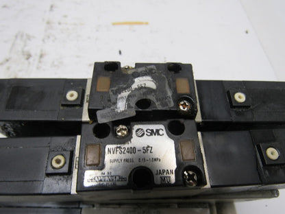 SMC NVFS2100-5FZ (2) Pneumatic Solenoid Valves W/2 Slot Control Block