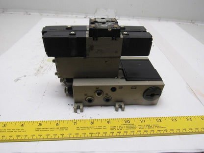 SMC NVFS2100-5FZ (2) Pneumatic Solenoid Valves W/2 Slot Control Block