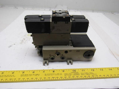 SMC NVFS2100-5FZ (2) Pneumatic Solenoid Valves W/2 Slot Control Block