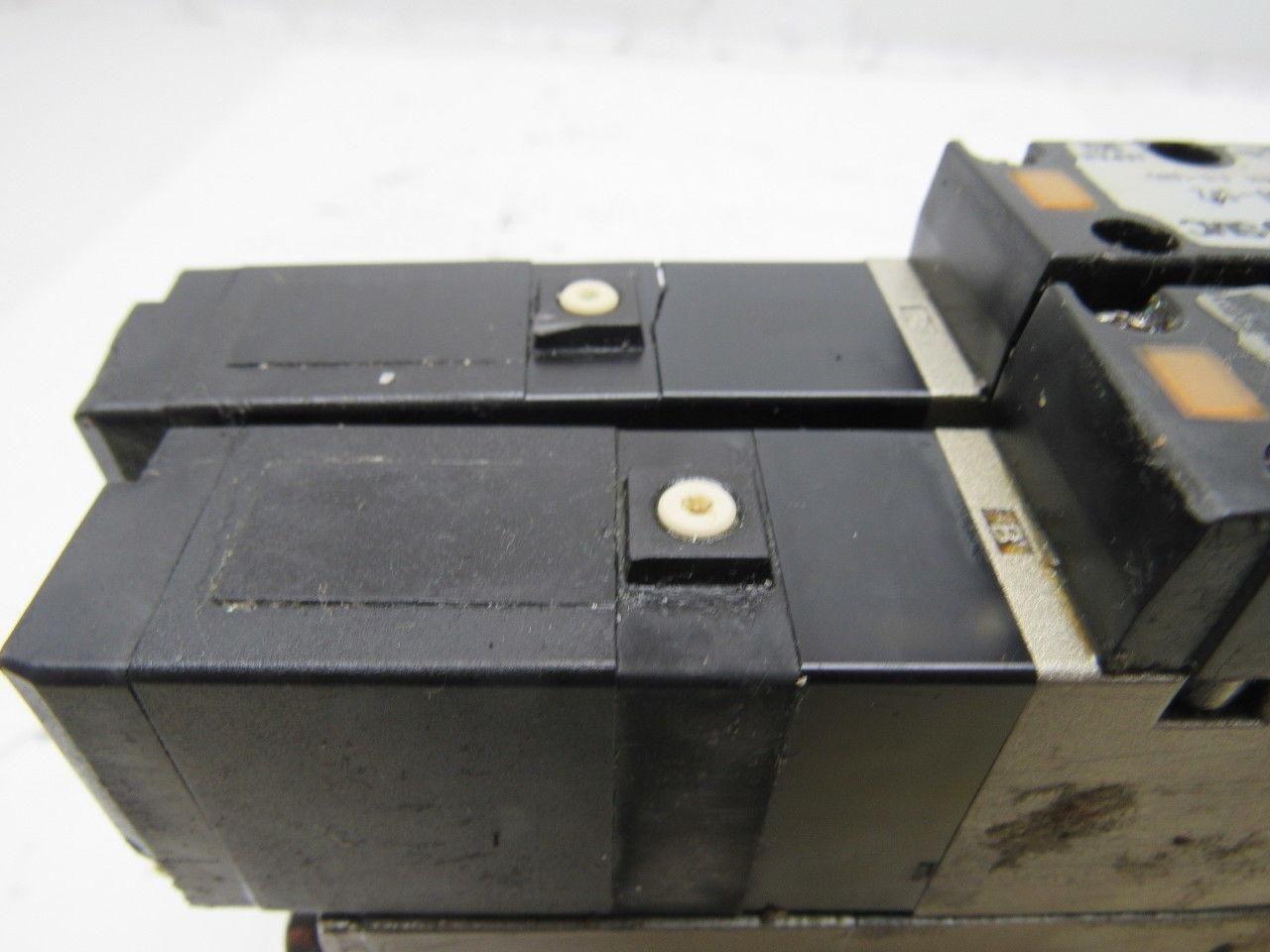 SMC NVFS2100-5FZ (2) Pneumatic Solenoid Valves W/2 Slot Control Block