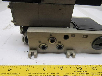 SMC NVFS2100-5FZ (2) Pneumatic Solenoid Valves W/2 Slot Control Block