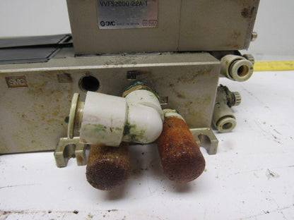 SMC NVFS2100-5FZ (2) Pneumatic Solenoid Valves W/2 Slot Control Block
