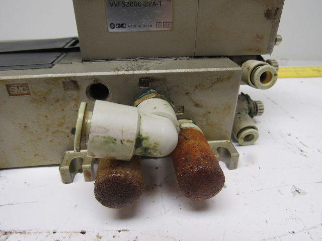 SMC NVFS2100-5FZ (2) Pneumatic Solenoid Valves W/2 Slot Control Block