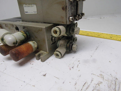 SMC NVFS2100-5FZ (2) Pneumatic Solenoid Valves W/2 Slot Control Block