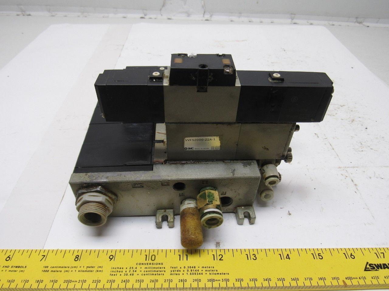SMC VSF2100-5FZ VFS2400-5FZ (4) Slot Control Block w/(3) Valves